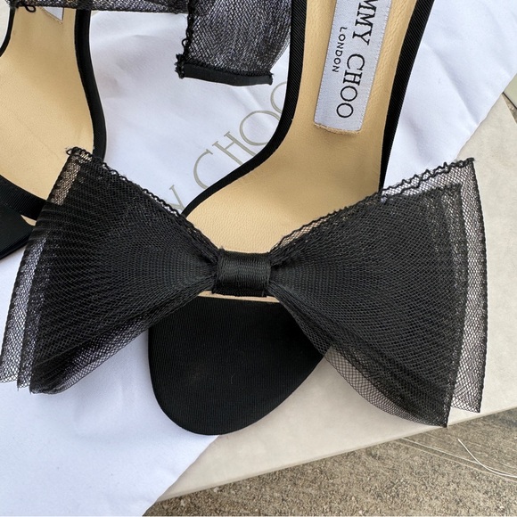 SOLD Jimmy Choo Aveline 100 Asymmetric Grosgrain Sandal Heel - Picture 3 of 15